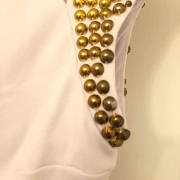 White BEBE dress w/Gold Studs - Picture 7 of 8